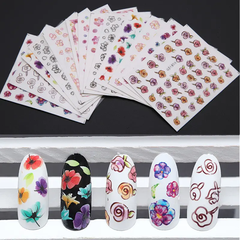 15Pcs Nail Art Stickers Water Decal Floral Mixed Pattern Manicure Nail Art Transfer 1