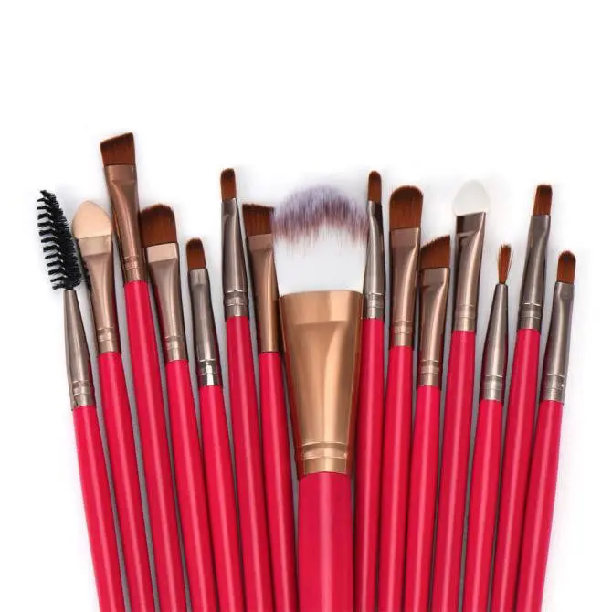 15Pcs Qibest Professional Makeup Brushes Eyebrow Eyes Foundation Blending Pencil Brush Make Up Brushes Cosmetics Tools Kits 2