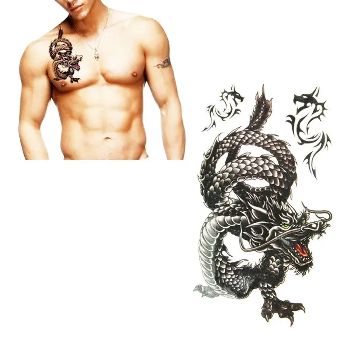 17.8*10Cm Creative Design, Black Dragon Waterproof Sweat Tattoo Stickers 1
