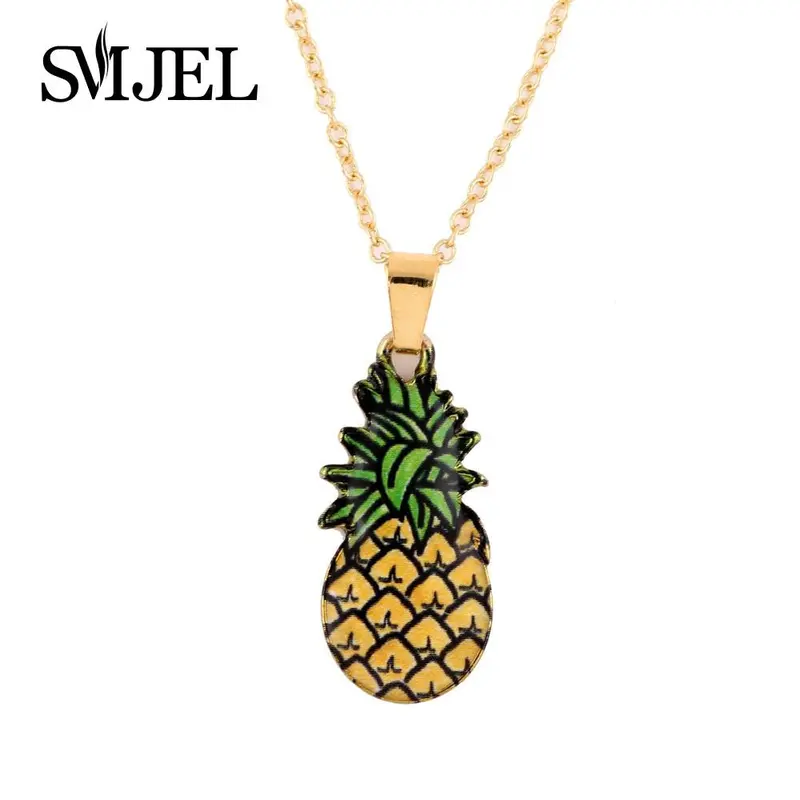 18'' Link Chain Pineapple Pendant Necklace Gold Plated Fruit Necklaces Oxl020 1