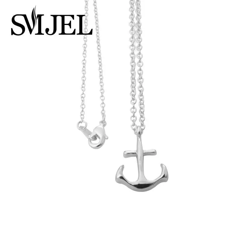 18K Gold And Silver Plated Tiny Anchor Necklace Simple Collar Necklaces Style N025 1