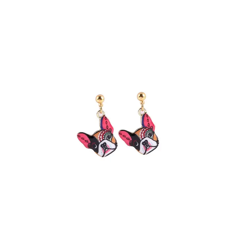 18K Gold Animal Dog Earrings Beautiful Enamel Dog Dangle Earrings Party Gifts 1