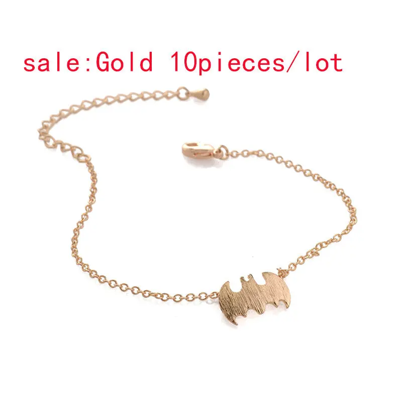 18K Gold Cute Batman Charm Links Bracelets Bangle Animal Bracelet Girl Gifts 10Pcs30pcs-B020 1