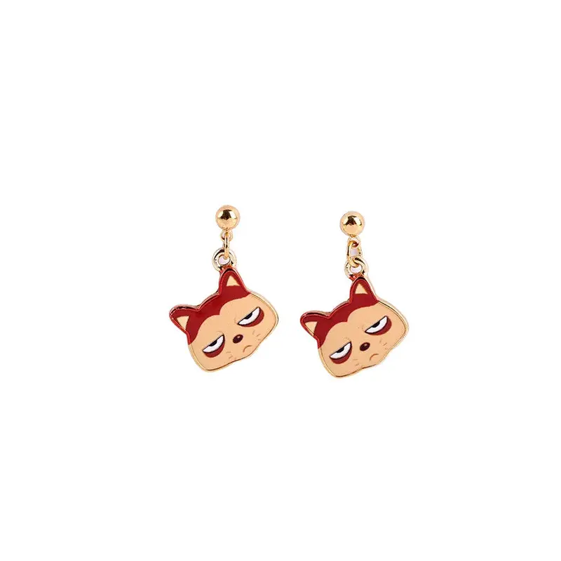 18K Gold Fox Drop Earrings Oeh019 1
