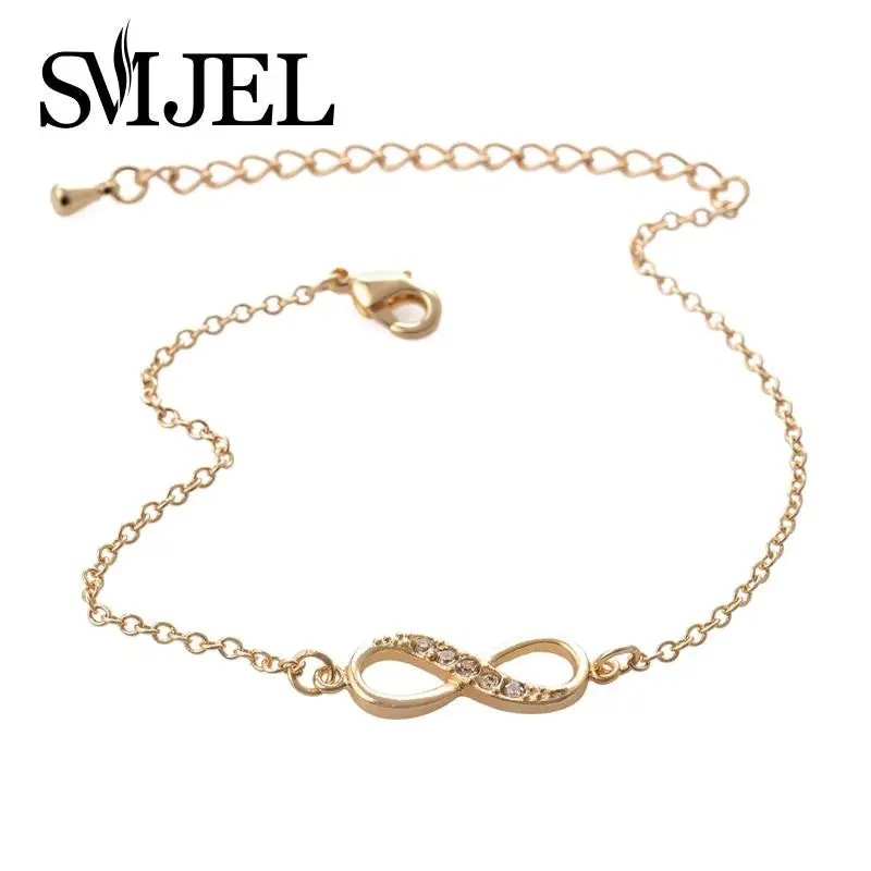 18K Gold Plated 8 Infinity With Stones Bracelet Infinite Bracelets Couple Bracelet B009 1