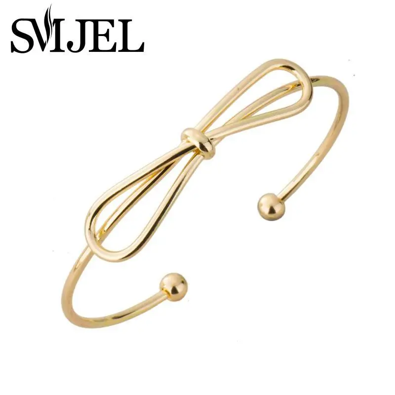 18K Gold Plated Bangle Adjustable Simple Handmade Bow Knot Bracelets Bangles G008 1