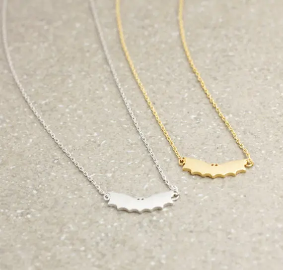 18K Gold Plated Bat Pendant Necklace Cute Animal Necklace 10Pcs-N116 1