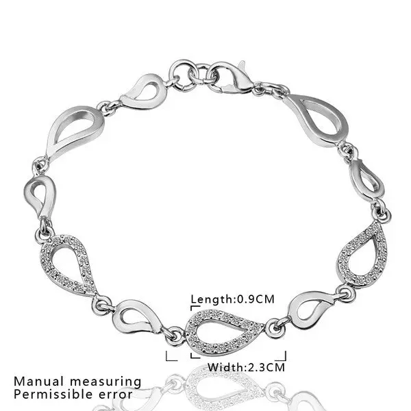 18K Gold Plated Bracelet Platinum Nickle-Free Tin Alloy Rhinestone Crystal Jewerly Bracelet Smtpb 41 1