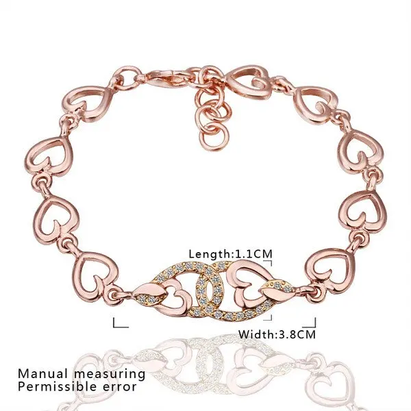 18K Gold Plated Bracelet Rose Gold Nickle-Free Tin Alloy Rhinestone Crystal Jewerly Bracelet Smtpb 36 1