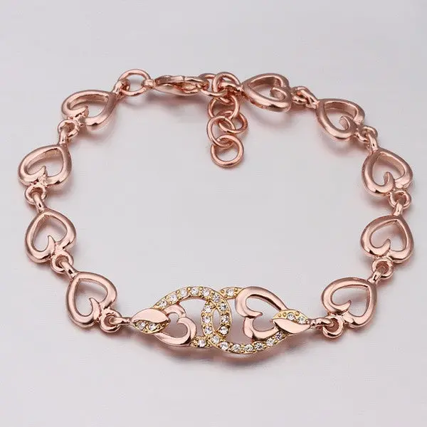 18K Gold Plated Bracelet Rose Gold Nickle-Free Tin Alloy Rhinestone Crystal Jewerly Bracelet Smtpb 36 2