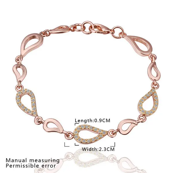 18K Gold Plated Bracelet Rose Gold Nickle-Free Tin Alloy Rhinestone Crystal Jewerly Bracelet Smtpb 42 1