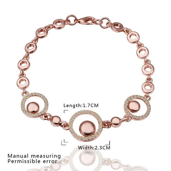 18K Gold Plated Bracelet Rose Gold Nickle-Free Tin Alloy Rhinestone Crystal Jewerly Bracelet Smtpb 43 1