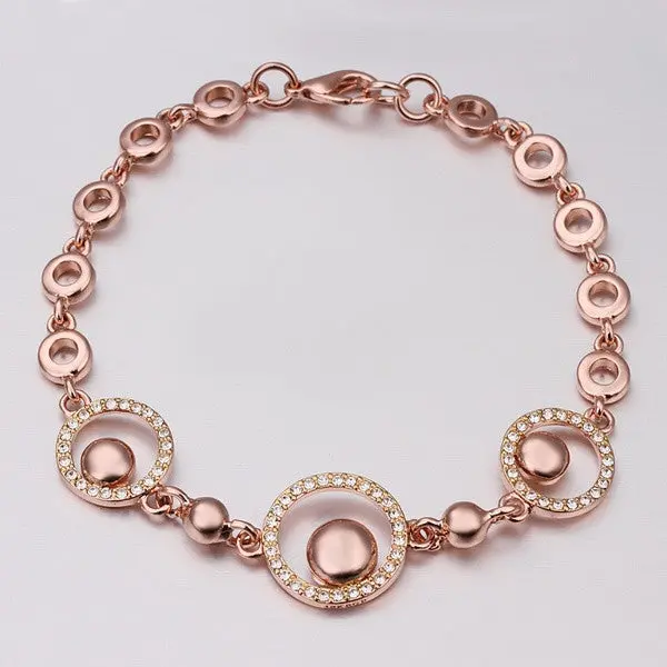 18K Gold Plated Bracelet Rose Gold Nickle-Free Tin Alloy Rhinestone Crystal Jewerly Bracelet Smtpb 43 2