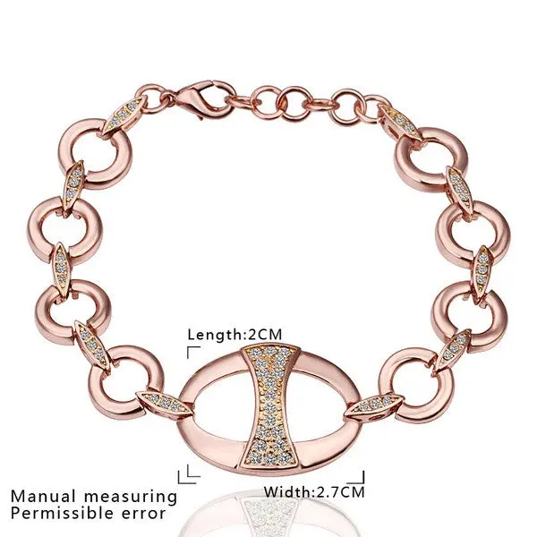 18K Gold Plated Bracelet Rose Gold Nickle-Free Tin Alloy Rhinestone Crystal Jewerly Bracelet Smtpb 46 1