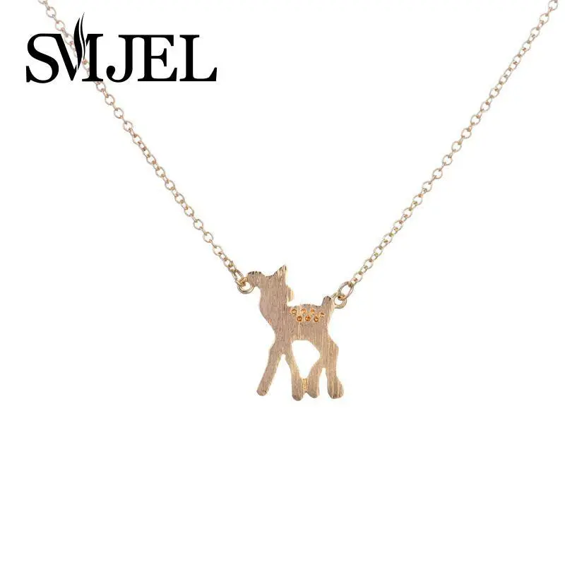 18K Gold Plated Brass Baby Deer Necklace Tiny Animal Necklaces Gifts N112 1