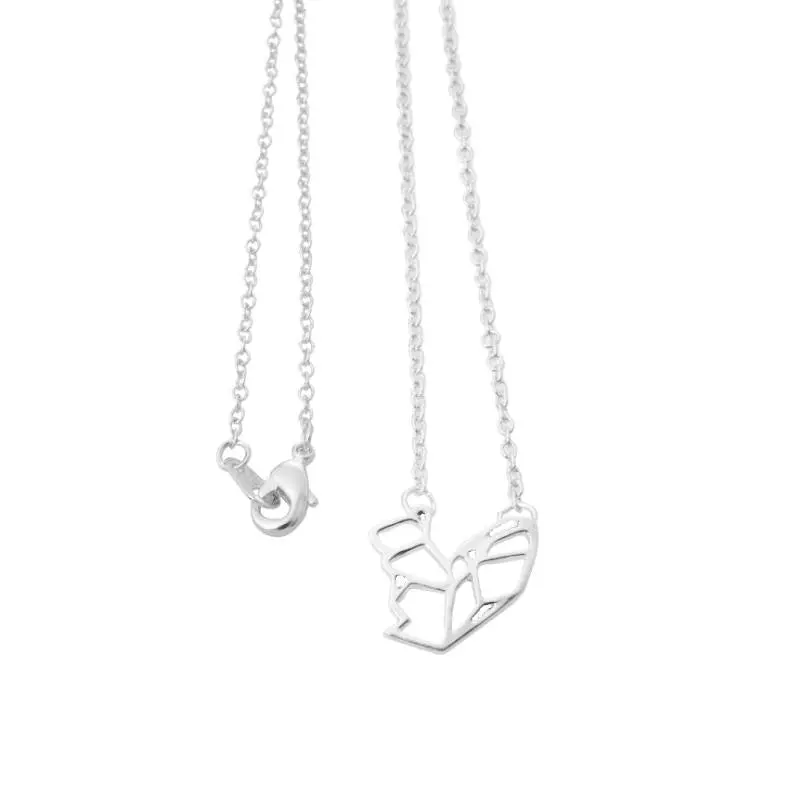 18K Gold Plated Cute Origami Squirrel Pendant Necklaces Minimalist Animal Necklaces N005 2