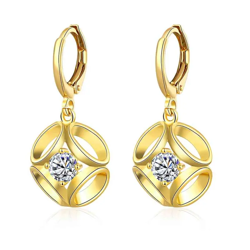 18K Gold Plated Earing Lace Insets Clip Pendientes 327 3