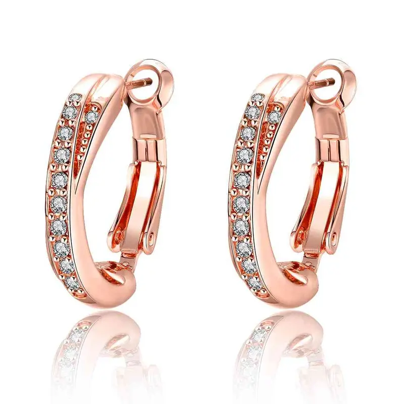 18K Gold Plated Earings Jewelry Crystal Arch Clip Brincos De Festa Costume Jewellery 369 1