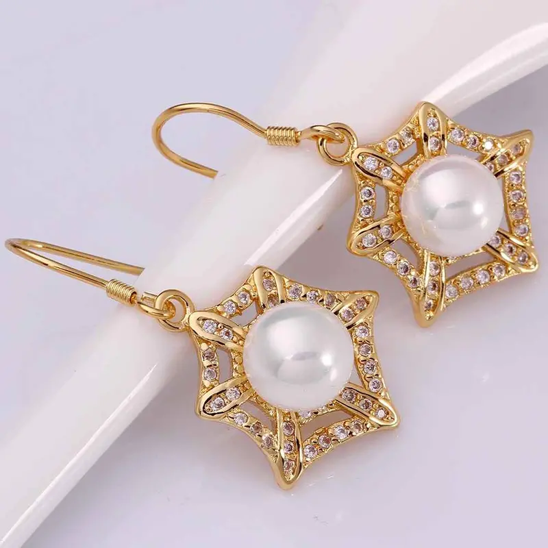 18K Gold Plated Earings Pean Drop Boucle Doreille Femme Charms 367 1