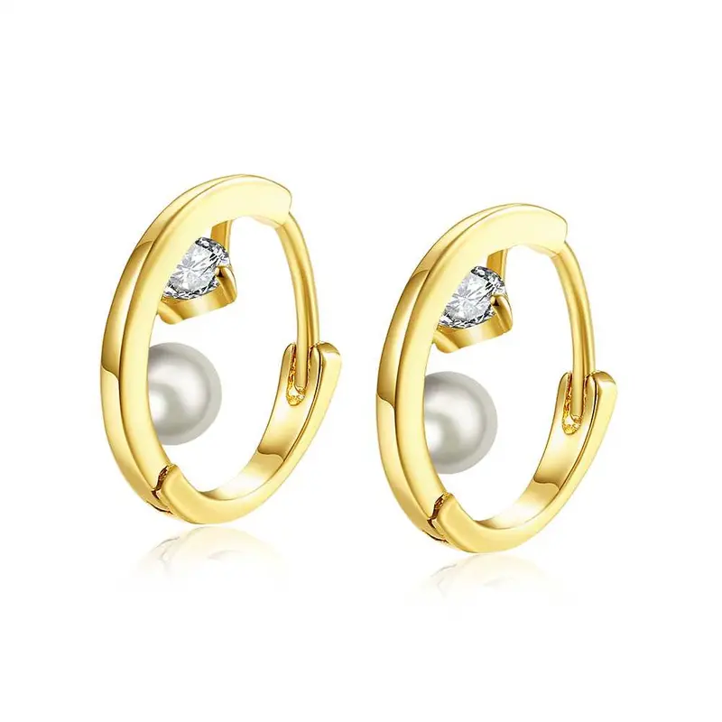 18K Gold Plated Earring Crystal Pearl Clip Brincos De Festa Joias 371 1