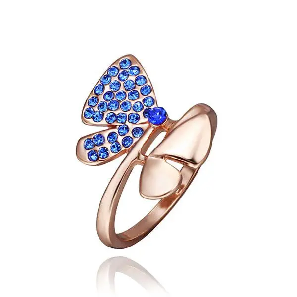 18K Gold Plated Engagement Rings V Blue Ring Men Collier Plastron Femme212 1
