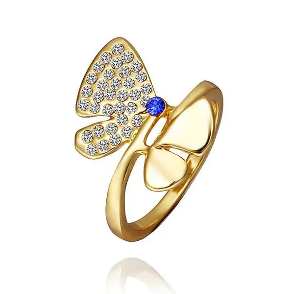 18K Gold Plated Engagement Rings V Blue Ring Men Collier Plastron Femme212 4