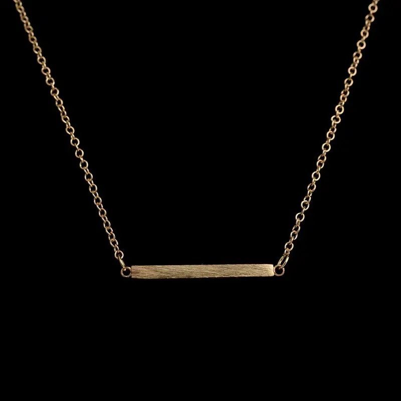 18K Gold Plated Floating Charm Necklaces Angel Square Bar Necklace Tiny Jewelry 30Pcs-N010 2