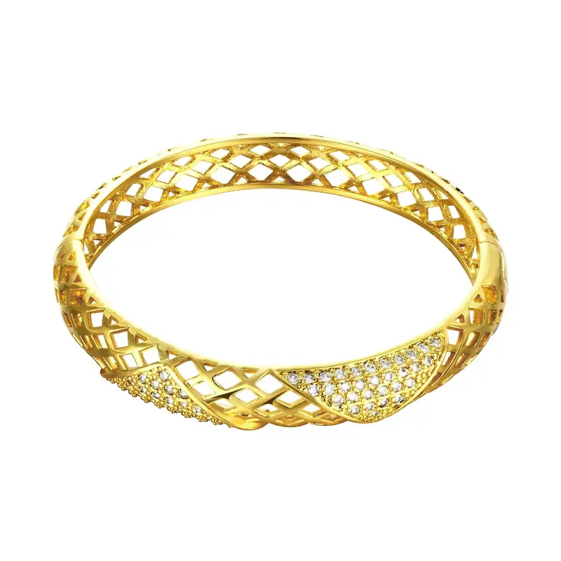 18K Gold Plated Hollow Prismatic Rhinestone Men Bracelet Jewelry European Style 1