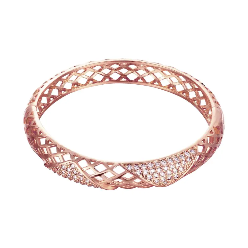 18K Gold Plated Hollow Prismatic Rhinestone Men Bracelet Jewelry European Style 2