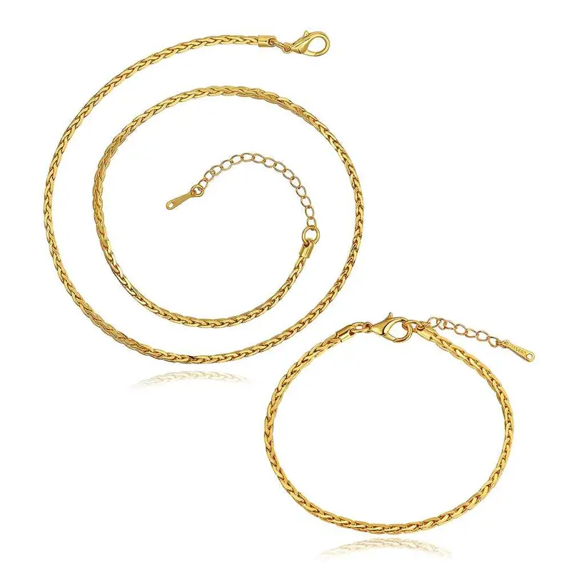 18K Gold Plated Jewelry Set Skyrim Chain Necklace+Bracelet Joyas 1