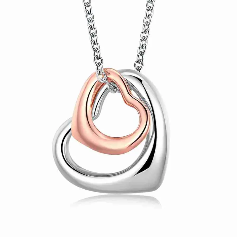 18K Gold Plated Necklace Men Double Hollow Heart Collane Hand Madeball 1