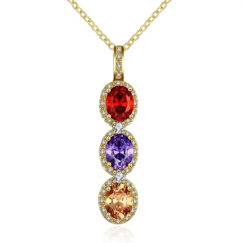18K Gold Plated Necklaces Crystal Tricolor Collier Bijoux Femme Skgn118 1