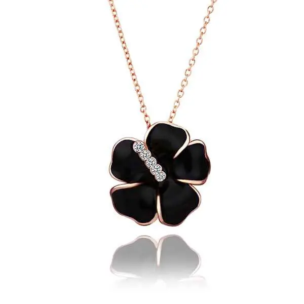 18K Gold Plated Necklaces & Pendants Black Flower Set Crystal Patek Men Jewelry 71 1