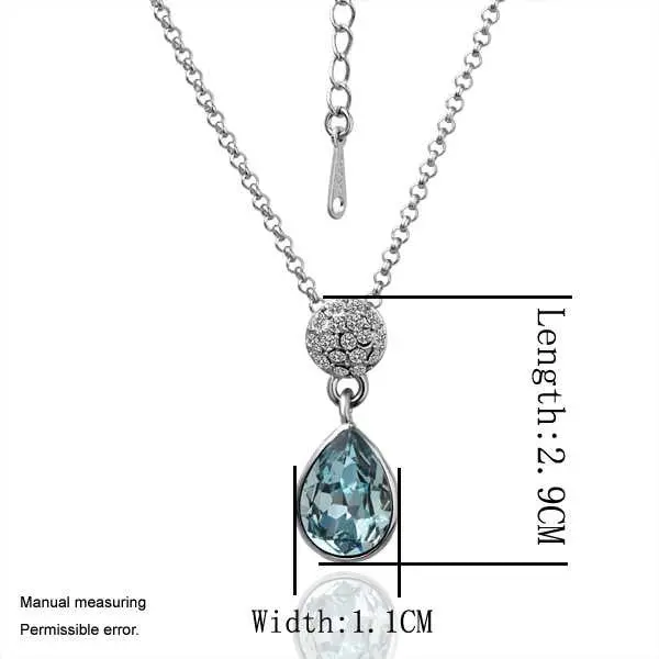 18K Gold Plated Pendant Necklace Drop Water Blue Tenis Masculino Jewelry Display 1