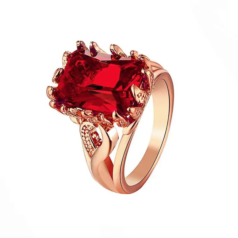 18K Gold Plated Ring Big Ruby Anel Masculino Bijoux Women Skgr1 1 3
