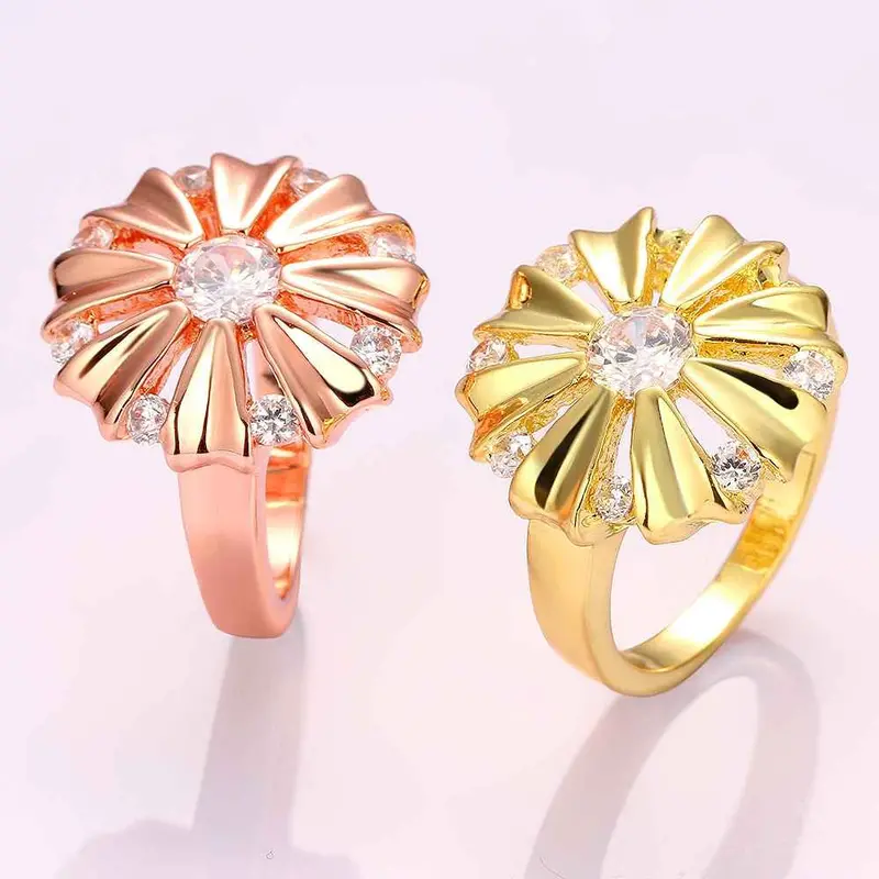18K Gold Plated Ring Insets Chrysanthemum Anel Masculino Joias2 6 13