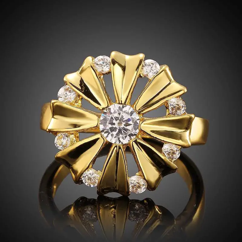 18K Gold Plated Ring Insets Chrysanthemum Anel Masculino Joias2 6 14