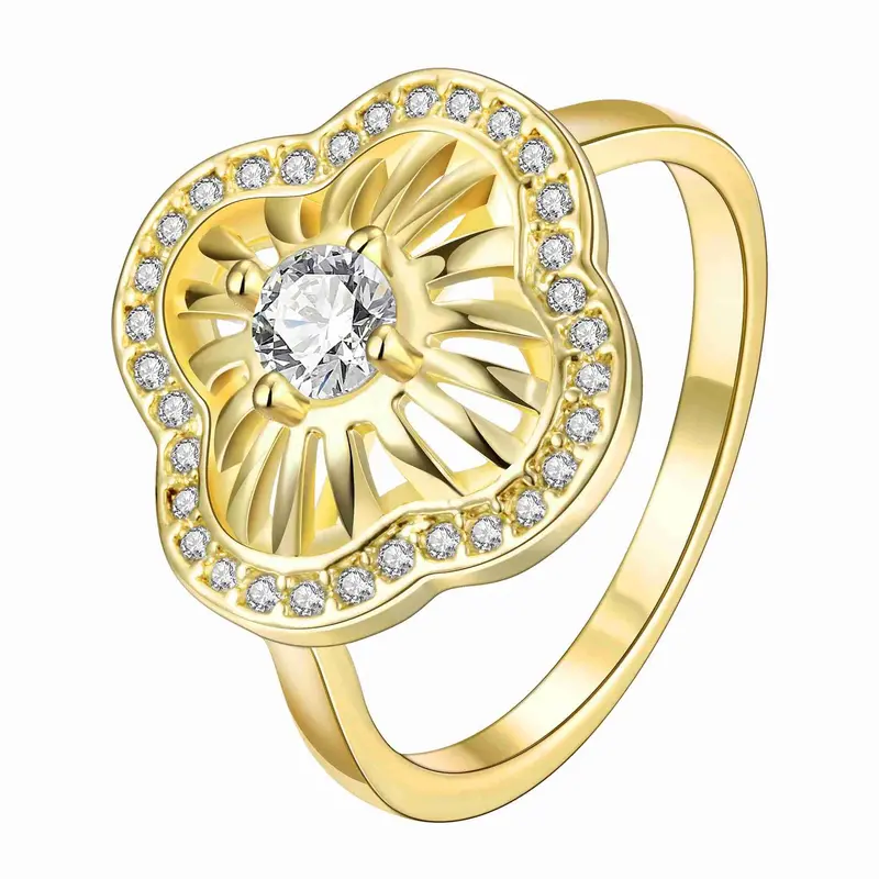 18K Gold Plated Ring Insets Chrysanthemum Anel Masculino Joias2 6 5