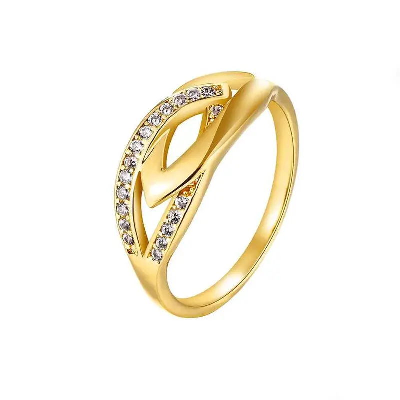 18K Gold Plated Ring Insets Pierced Leaves Bague Femme Jewellery Skgr 88 1