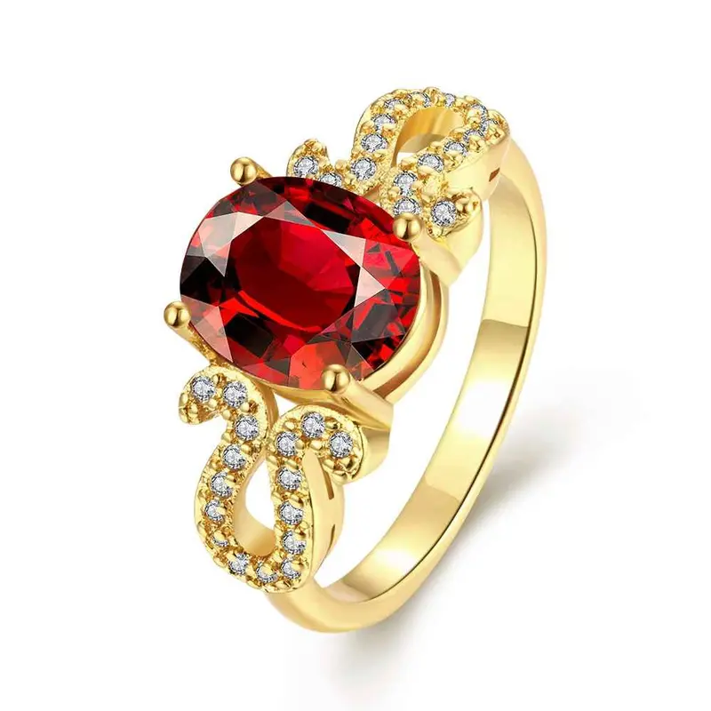 18K Gold Plated Ring Oval Package Gem Anillos 1