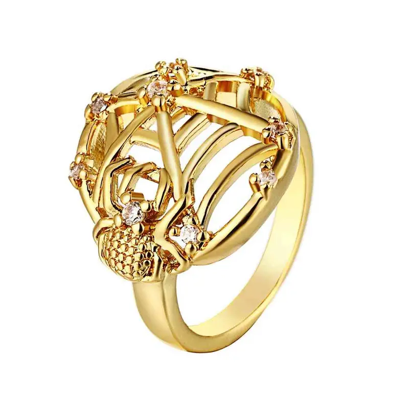18K Gold Plated Ring Pierced Round Anel De Ouro 1