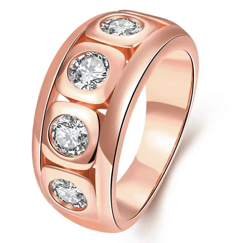 18K Gold Plated Ring Winding Inlaid Crystal Anillos Charms 2