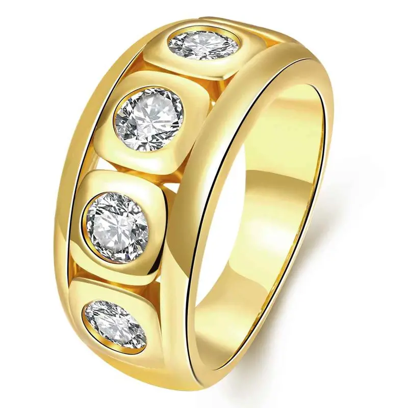 18K Gold Plated Ring Winding Inlaid Crystal Anillos Charms 4