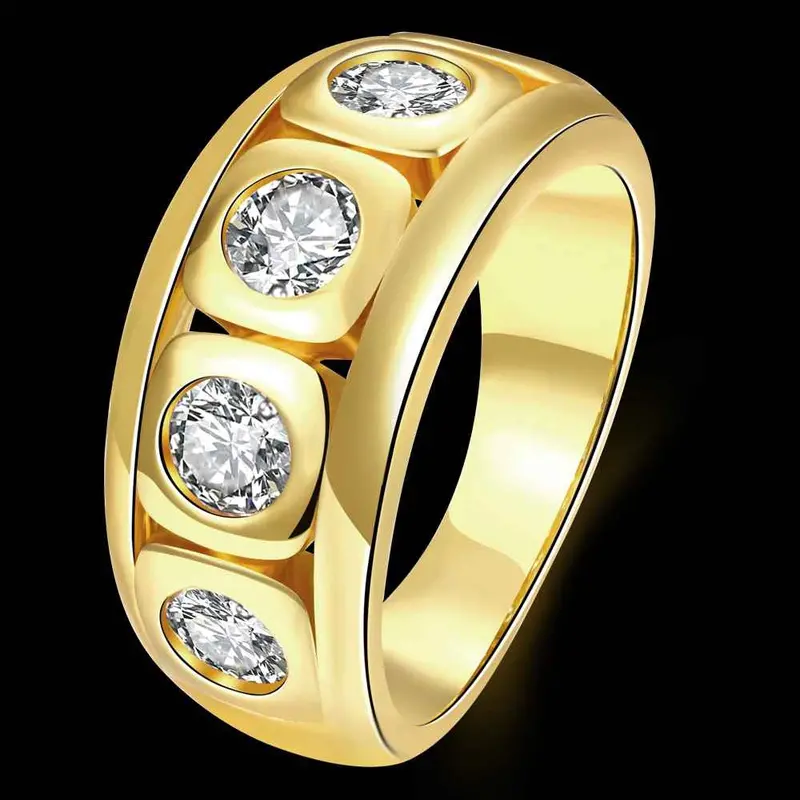 18K Gold Plated Ring Winding Inlaid Crystal Anillos Charms 5
