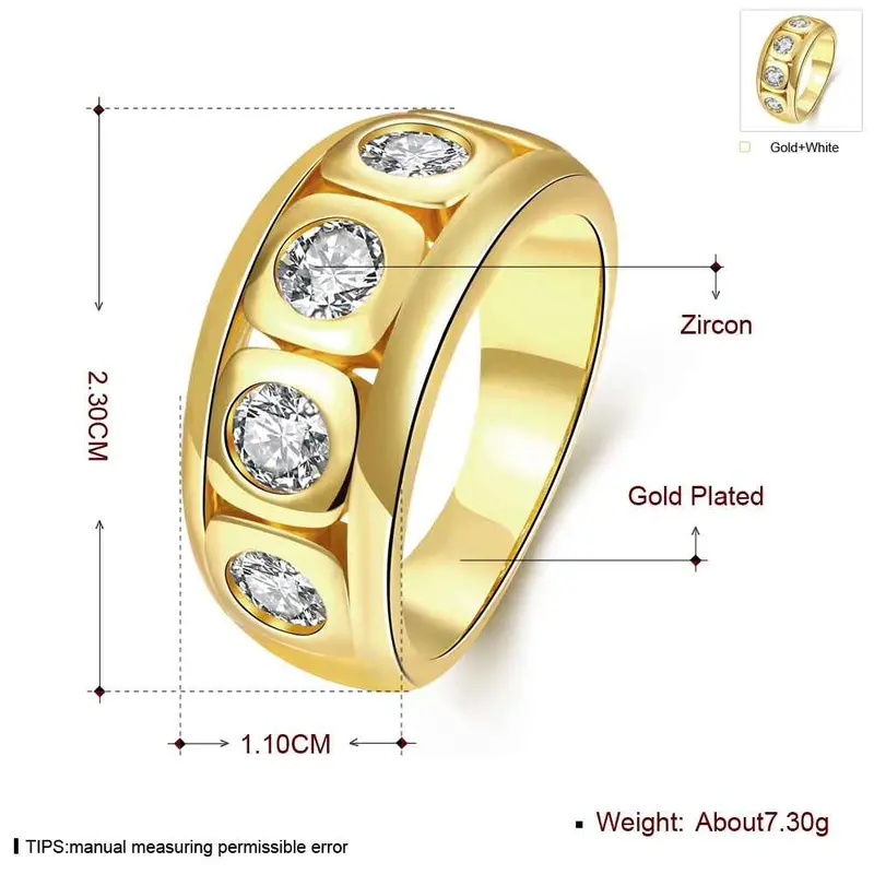 18K Gold Plated Ring Winding Inlaid Crystal Anillos Charms 6