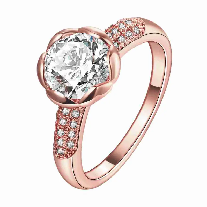 18K Gold Plated Ring With Large Crystal Bead Aliancas Ruby Jewelry 1