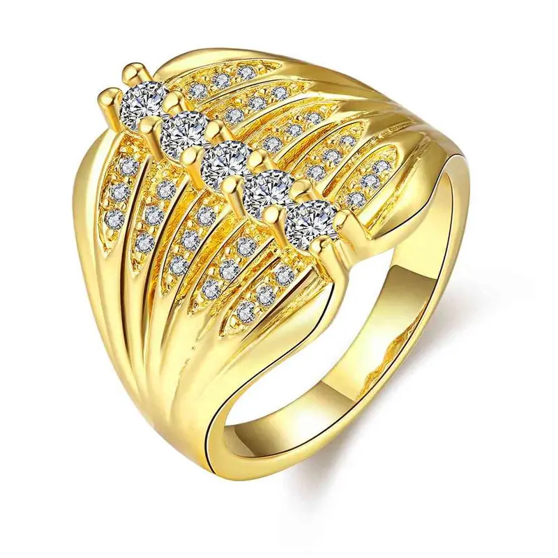 18K Gold Plated Rings Five Rows Of Crystal Anel Fine Jewelry3 4 1