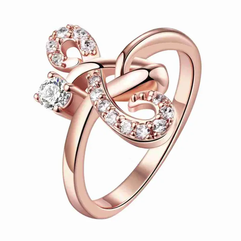 18K Gold Plated Rings For Men Crystal Connection Anillos Charms 1