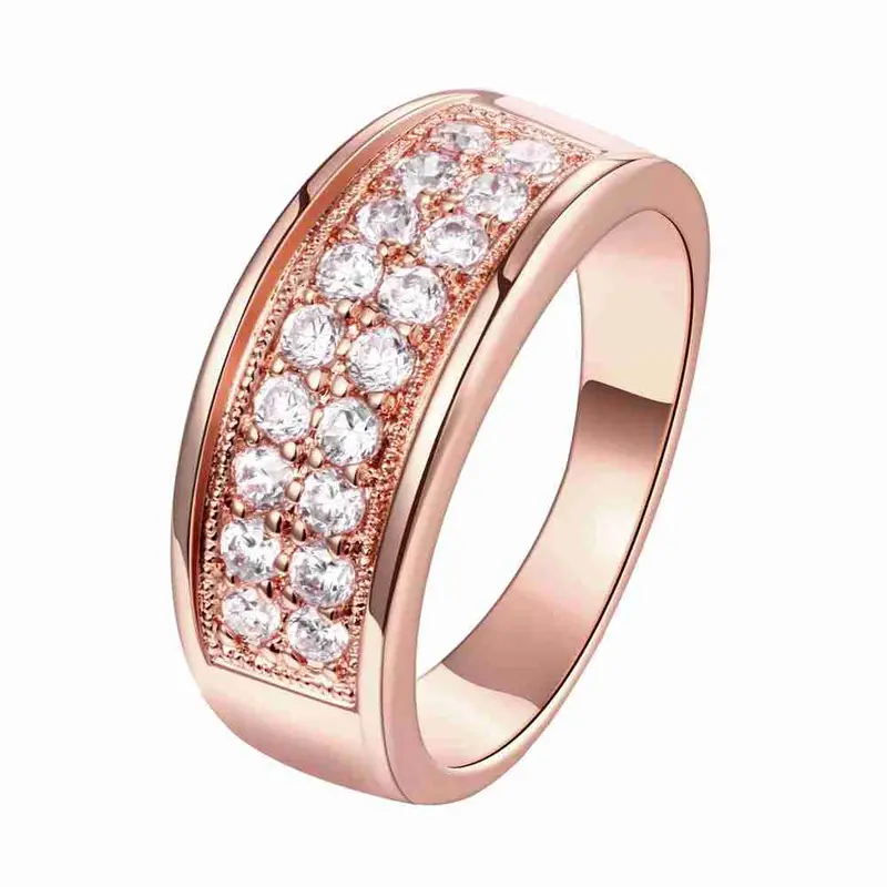 18K Gold Plated Rings For Men Double Crystals Ring Men Charm 1