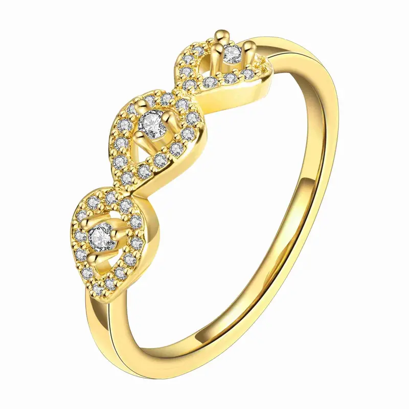 18K Gold Plated Rings For Men Small Crystal Connection Opal Love 1